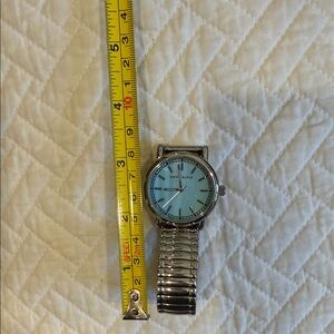 Anne Klein  Silver Watch with Light Blue Dial new battery